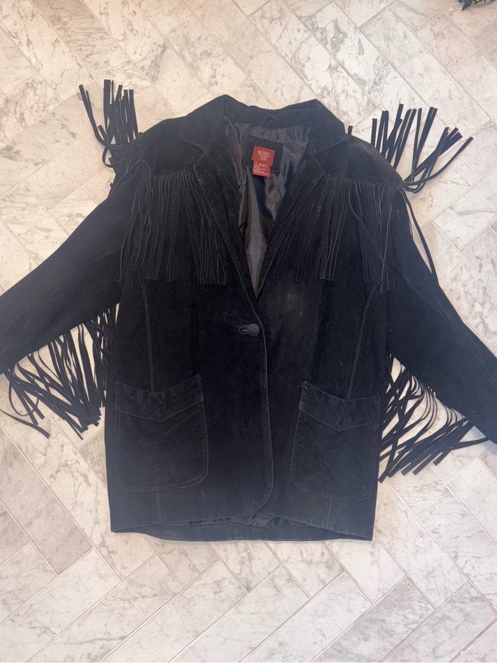 Fringe Leather Black Vintage Jacket